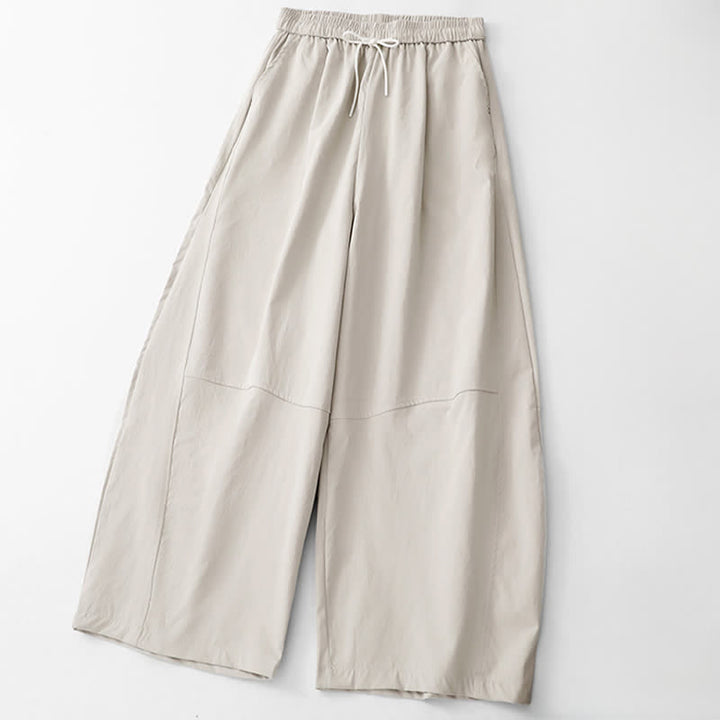 Buddha Stones Pantaloni estivi casual minimalisti con coulisse in cotone tinta unita, modello harem da donna con tasca. - image 10