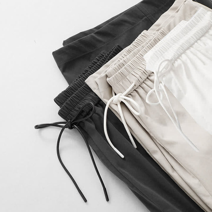 Buddha Stones Pantaloni estivi casual minimalisti con coulisse in cotone tinta unita, modello harem da donna con tasca. - image 25