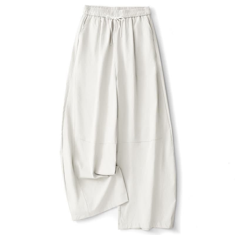 Buddha Stones Pantaloni estivi casual minimalisti con coulisse in cotone tinta unita, modello harem da donna con tasca. - Bianco - US8-10, UK/AU12-14, EU40-42 (2XL) - image 18