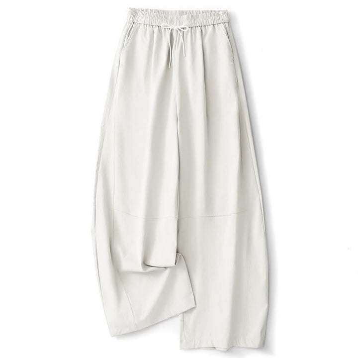 Buddha Stones Pantaloni estivi casual minimalisti con coulisse in cotone tinta unita, modello harem da donna con tasca. - Bianco - US8-10, UK/AU12-14, EU40-42 (2XL) - image 18