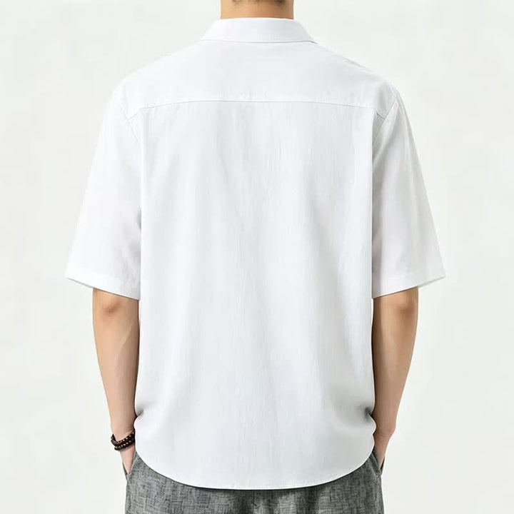 Buddha Stones Camicia da uomo estiva casual a maniche corte con colletto alla coreana. - image 7