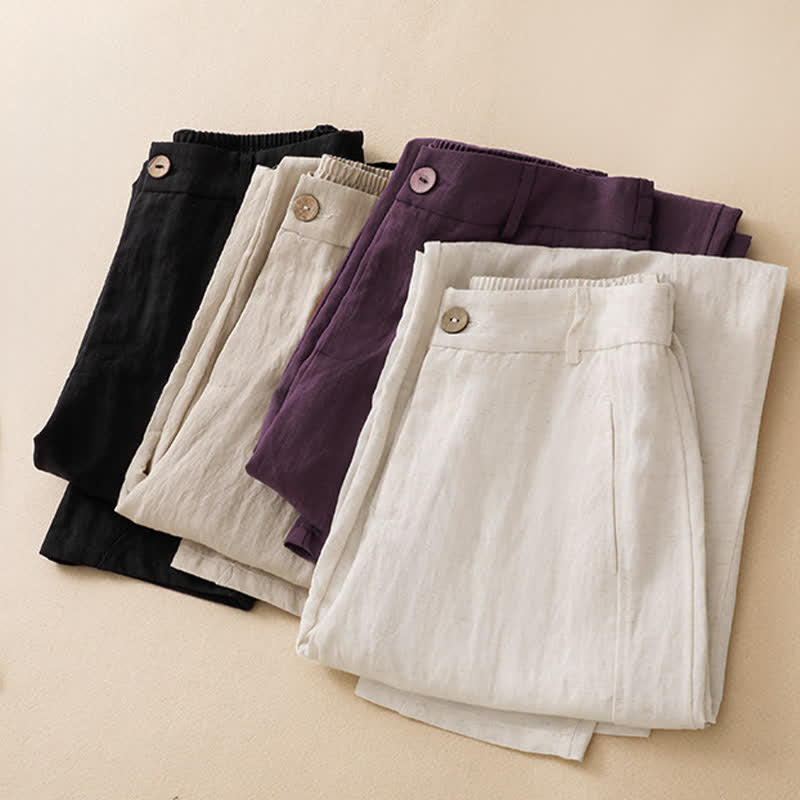 Buddha Stones Pantaloni estivi casual con bottoni, cerniera e chiusura a zip, modello harem da donna con tasca. - image 18