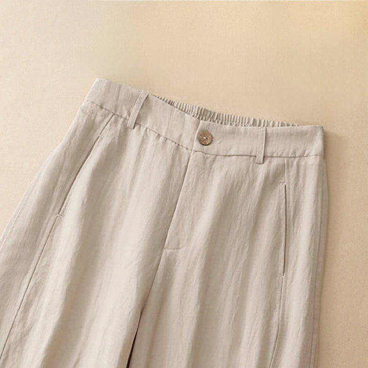 Buddha Stones Pantaloni estivi casual con bottoni, cerniera e chiusura a zip, modello harem da donna con tasca. - image 11