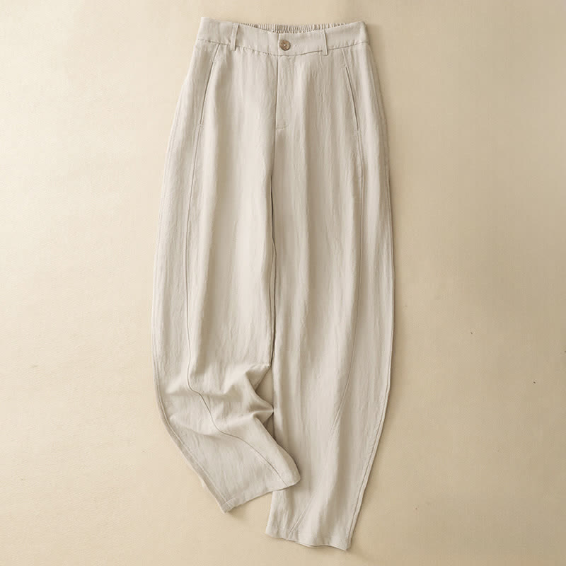 Buddha Stones Pantaloni estivi casual con bottoni, cerniera e chiusura a zip, modello harem da donna con tasca. - Biancheria - US8-10, UK/AU12-14, EU40-42 (2XL) - image 10