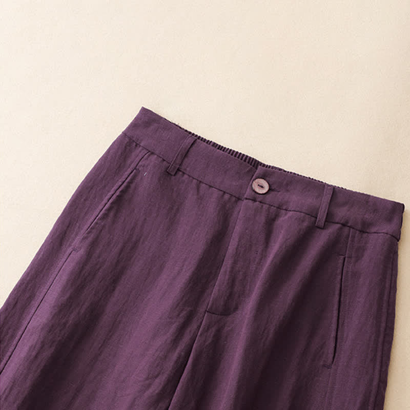 Buddha Stones Pantaloni estivi casual con bottoni, cerniera e chiusura a zip, modello harem da donna con tasca. - image 1