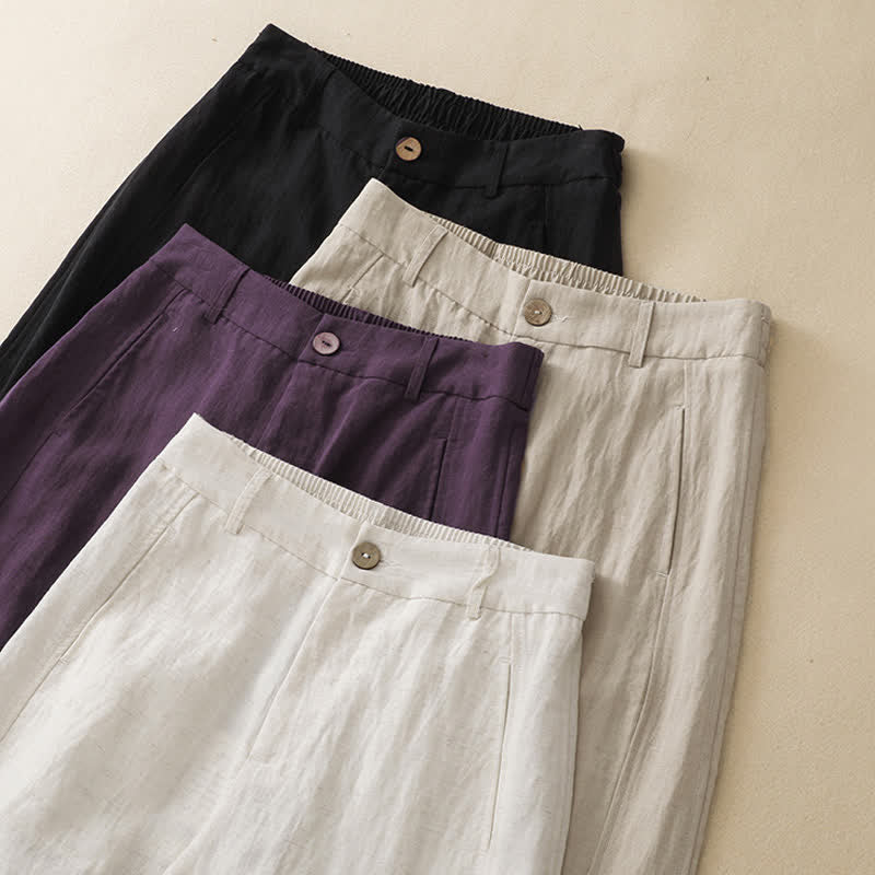Buddha Stones Pantaloni estivi casual con bottoni, cerniera e chiusura a zip, modello harem da donna con tasca. - image 19