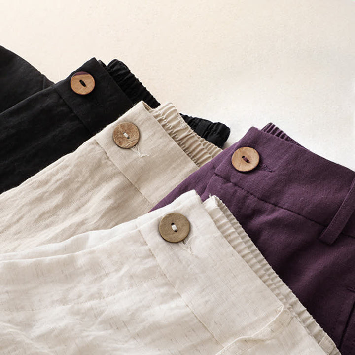 Buddha Stones Pantaloni estivi casual con bottoni, cerniera e chiusura a zip, modello harem da donna con tasca. - image 20