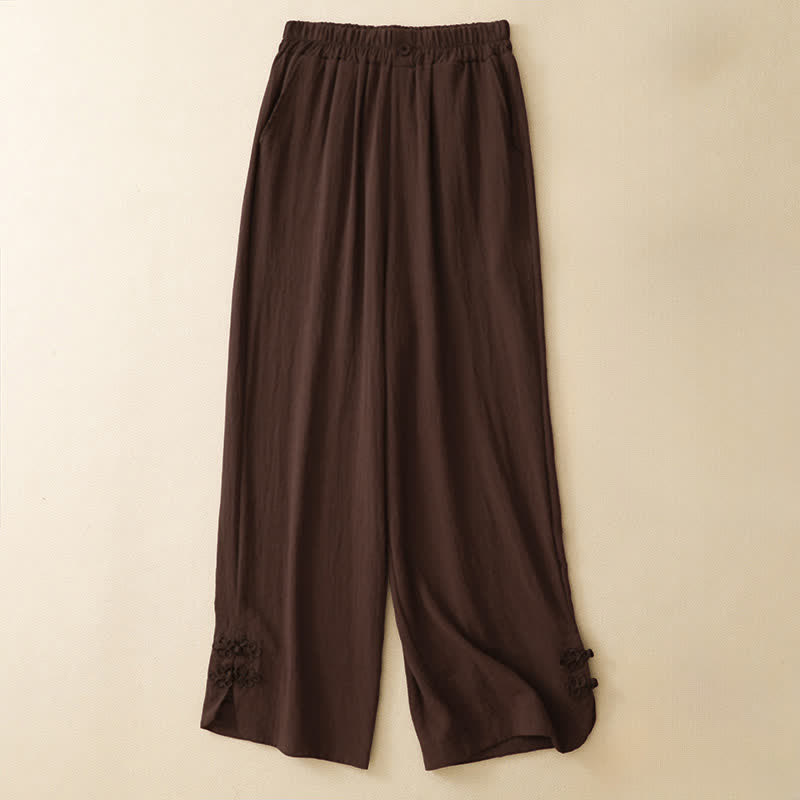 Buddha Stones Pantaloni corti estivi casual da donna con ricami, modello harem e tasca - Marrone sella - US8-10, UK/AU12-14, EU40-42 (2XL) - image 15