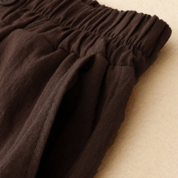 Buddha Stones Pantaloni corti estivi casual da donna con ricami, modello harem e tasca - image 17