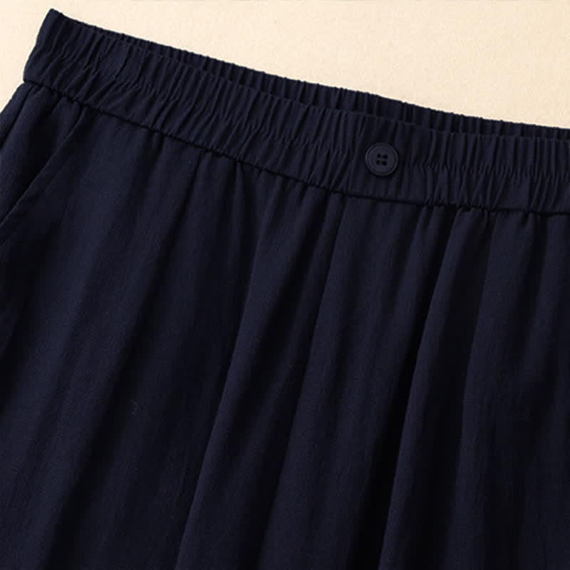 Buddha Stones Pantaloni corti estivi casual da donna con ricami, modello harem e tasca - image 11