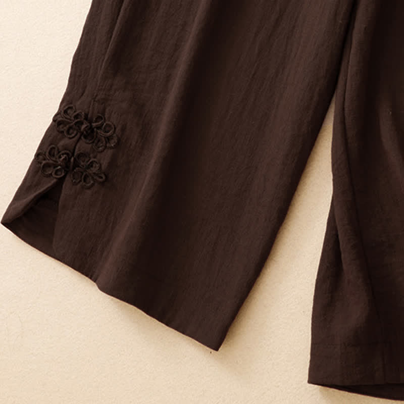 Buddha Stones Pantaloni corti estivi casual da donna con ricami, modello harem e tasca - image 19