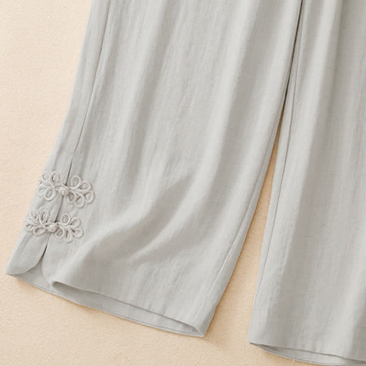 Buddha Stones Pantaloni corti estivi casual da donna con ricami, modello harem e tasca - image 6