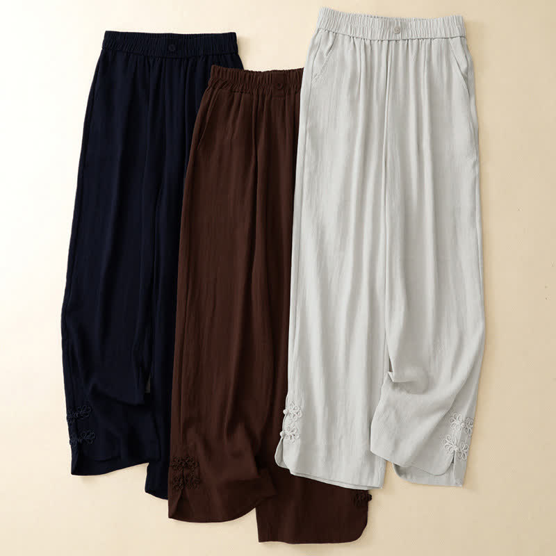 Buddha Stones Pantaloni corti estivi casual da donna con ricami, modello harem e tasca - image 22