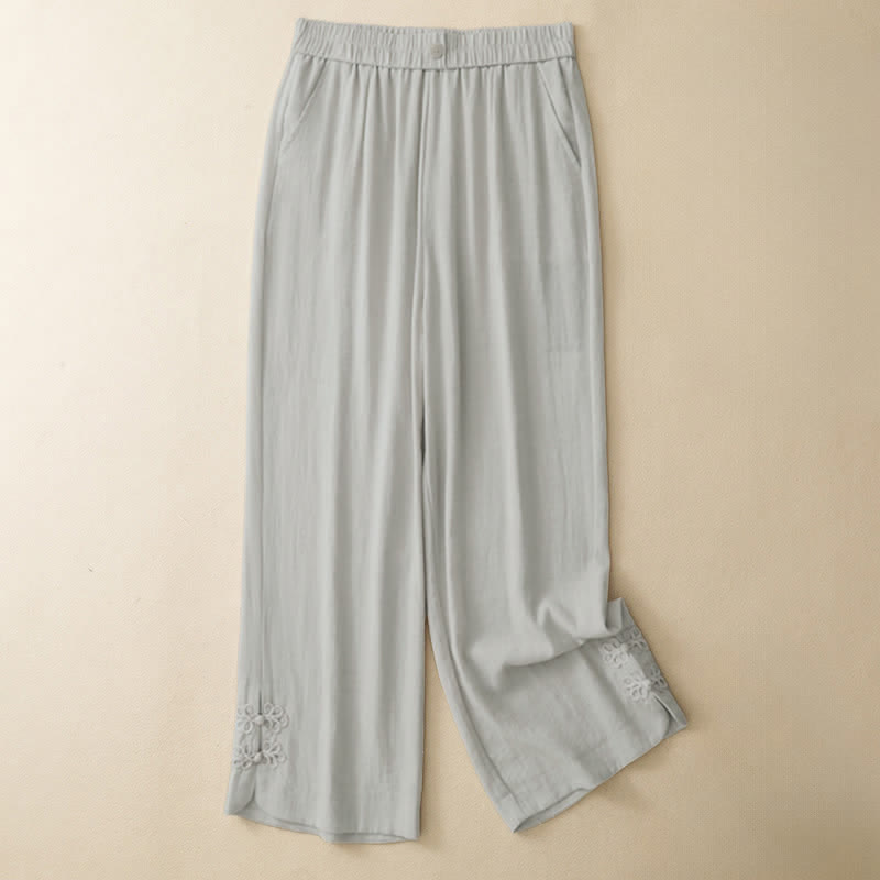 Buddha Stones Pantaloni corti estivi casual da donna con ricami, modello harem e tasca - image 1