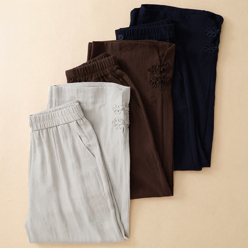 Buddha Stones Pantaloni corti estivi casual da donna con ricami, modello harem e tasca - image 20