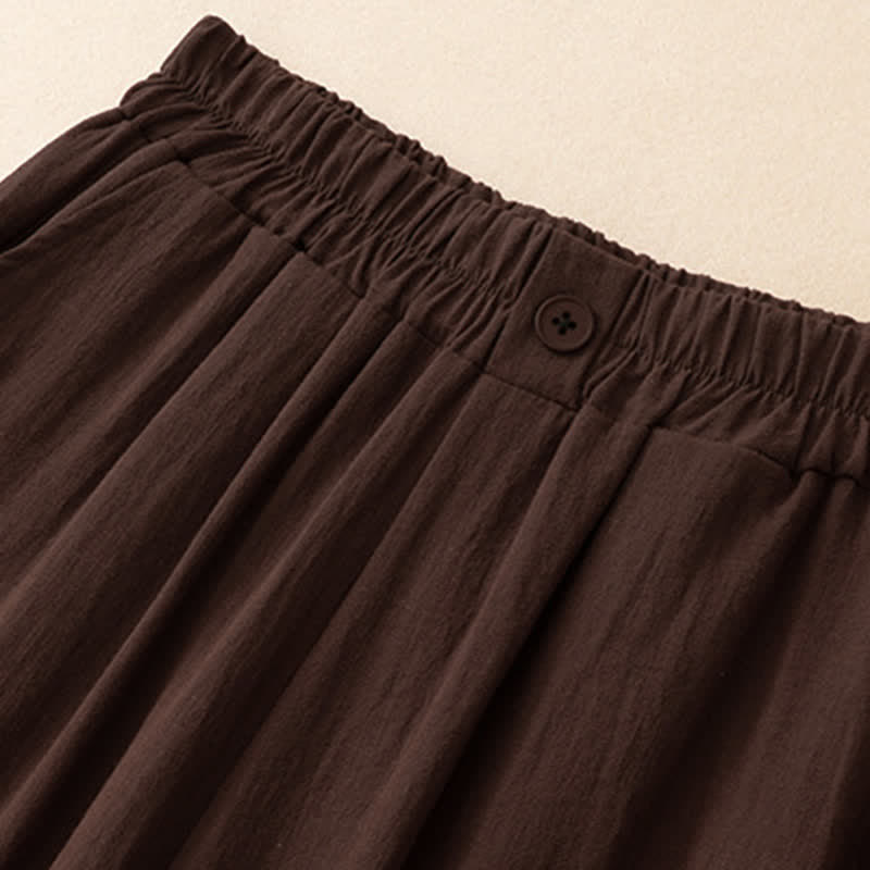 Buddha Stones Pantaloni corti estivi casual da donna con ricami, modello harem e tasca - image 16