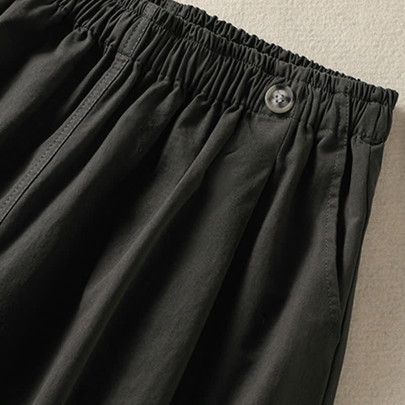 Buddha Stones Pantaloncini da donna estivi casual e minimalisti a tinta unita con tasca - image 7