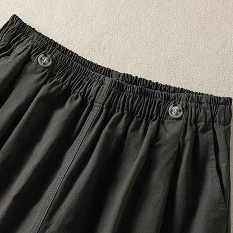Buddha Stones Pantaloncini da donna estivi casual e minimalisti a tinta unita con tasca - image 14