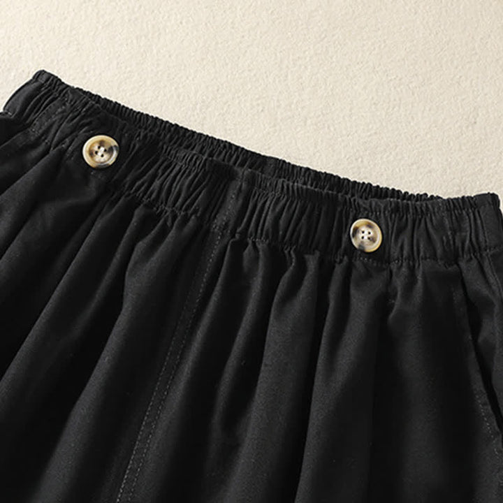 Buddha Stones Pantaloncini da donna estivi casual e minimalisti a tinta unita con tasca - image 5