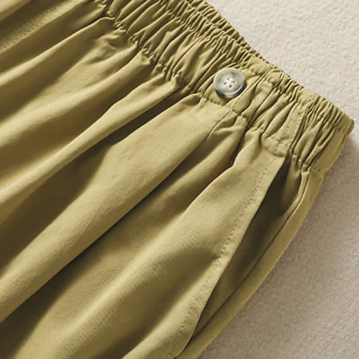 Buddha Stones Pantaloncini da donna estivi casual e minimalisti a tinta unita con tasca - image 17