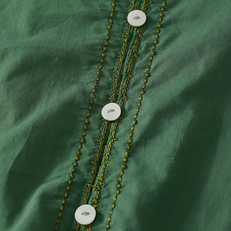 Buddha Stones Camicia da donna estiva in stile boho casual con bottoni, maniche a campana e volant, a maniche corte. - image 2