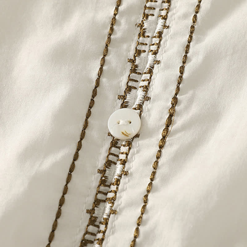 Buddha Stones Camicia da donna estiva in stile boho casual con bottoni, maniche a campana e volant, a maniche corte. - image 20