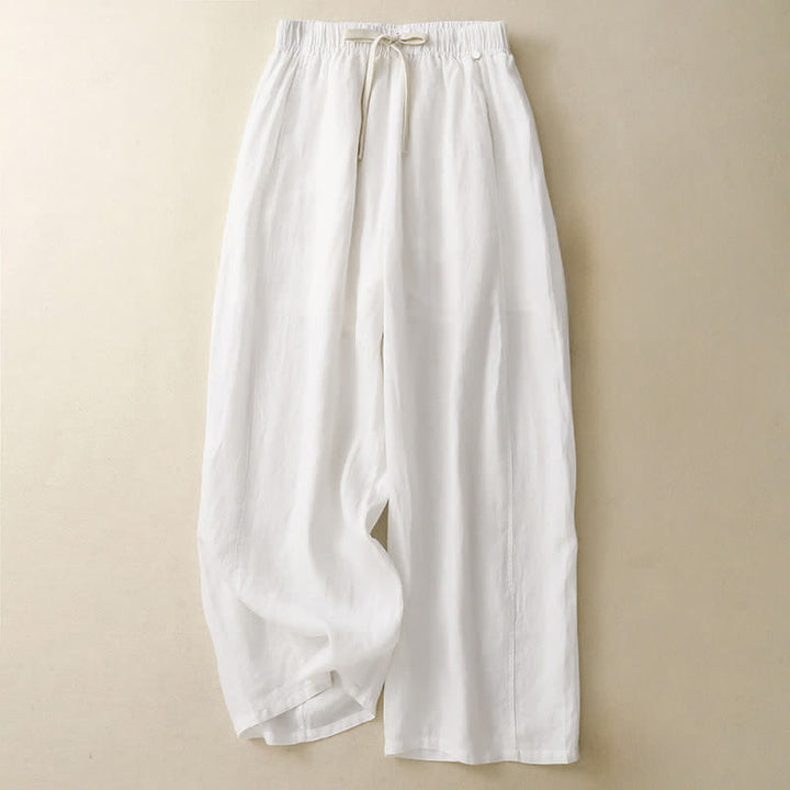 Buddha Stones Pantaloni estivi casual minimalisti con coulisse, tinta unita, alla caviglia, da donna, a gamba dritta con tasca - Bianco - US8-10, UK/AU12-14, EU40-42 (2XL) - image 4