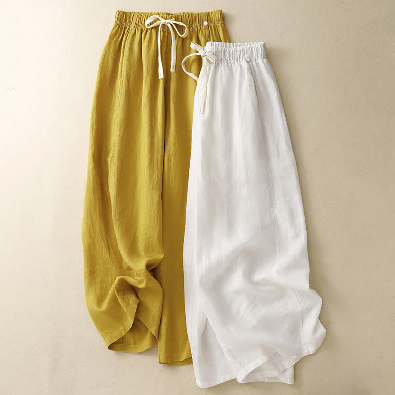 Buddha Stones Pantaloni estivi casual minimalisti con coulisse, tinta unita, alla caviglia, da donna, a gamba dritta con tasca - image 6