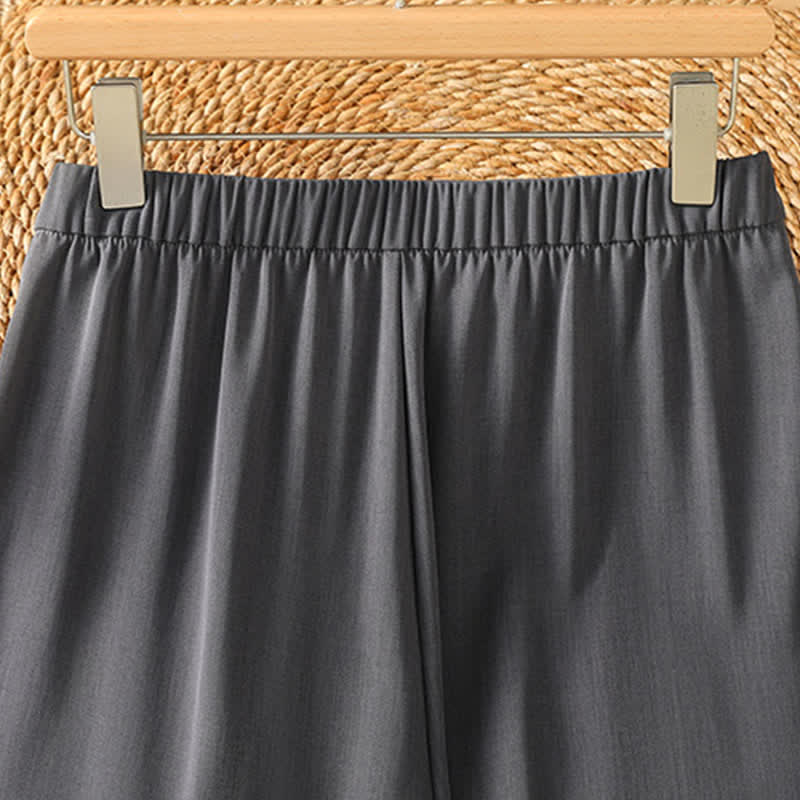Buddha Stones Pantaloni corti estivi casual minimalisti a tinta unita da donna, modello harem con tasca - image 3