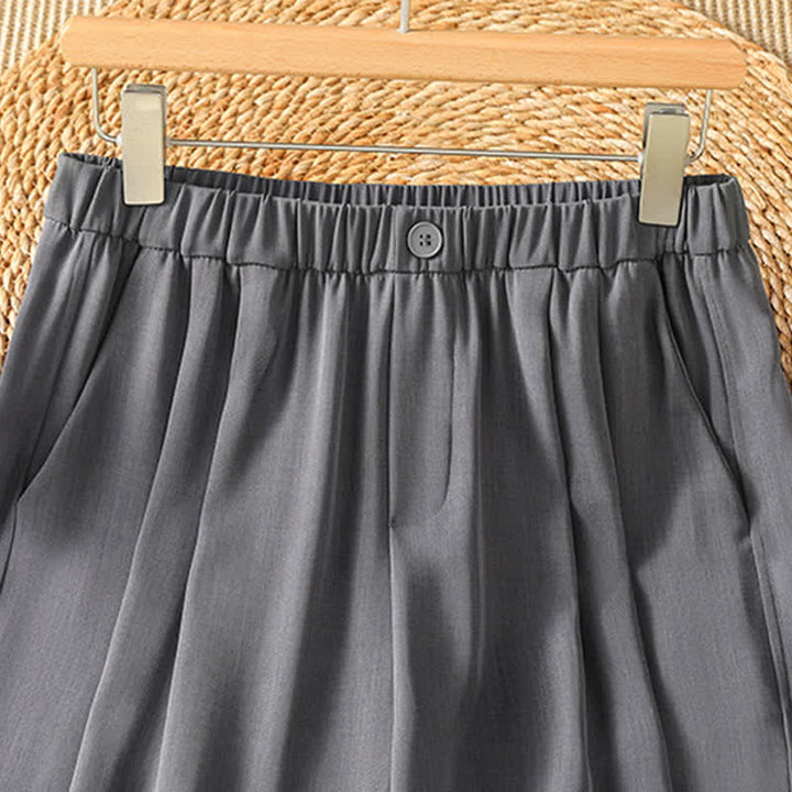 Buddha Stones Pantaloni corti estivi casual minimalisti a tinta unita da donna, modello harem con tasca - image 2