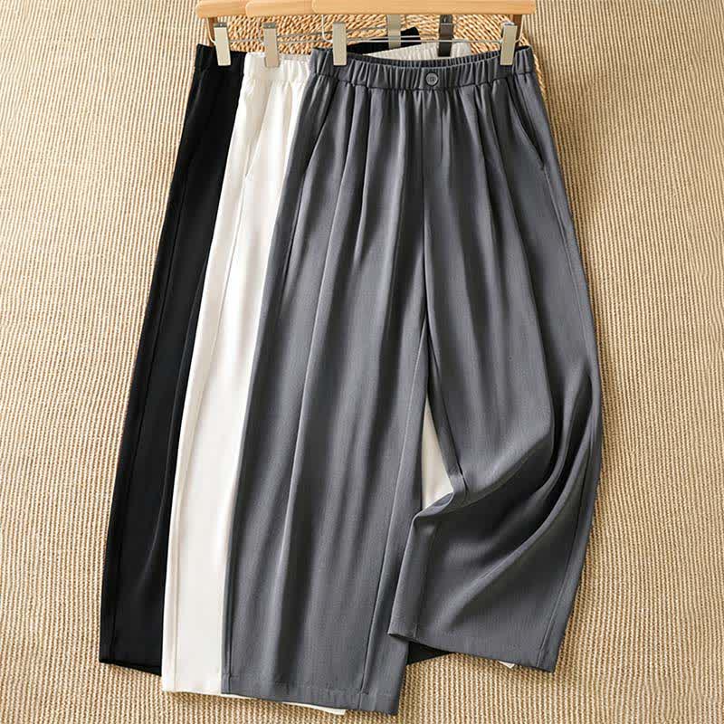Buddha Stones Pantaloni corti estivi casual minimalisti a tinta unita da donna, modello harem con tasca - image 19