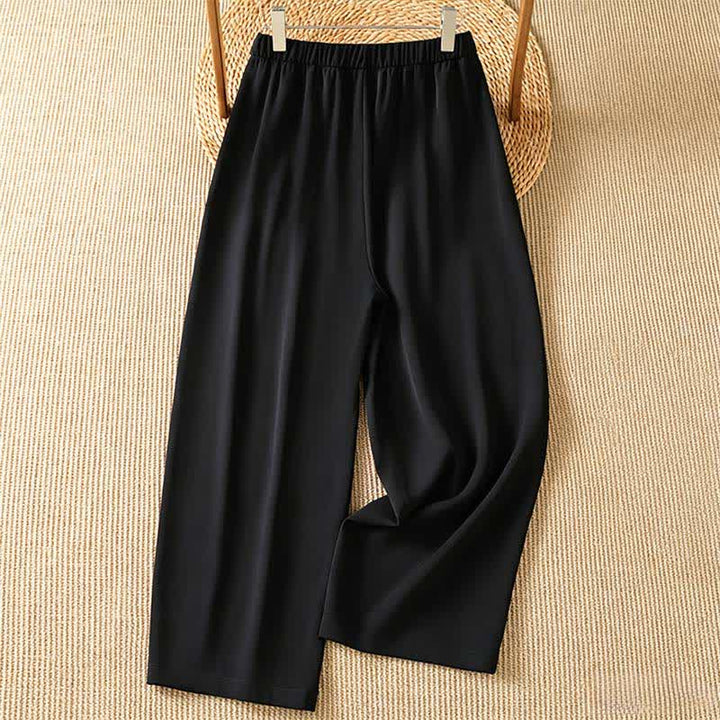 Buddha Stones Pantaloni corti estivi casual minimalisti a tinta unita da donna, modello harem con tasca - image 8