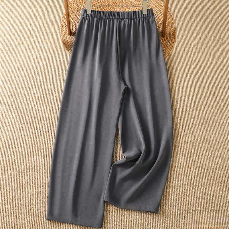 Buddha Stones Pantaloni corti estivi casual minimalisti a tinta unita da donna, modello harem con tasca - image 1