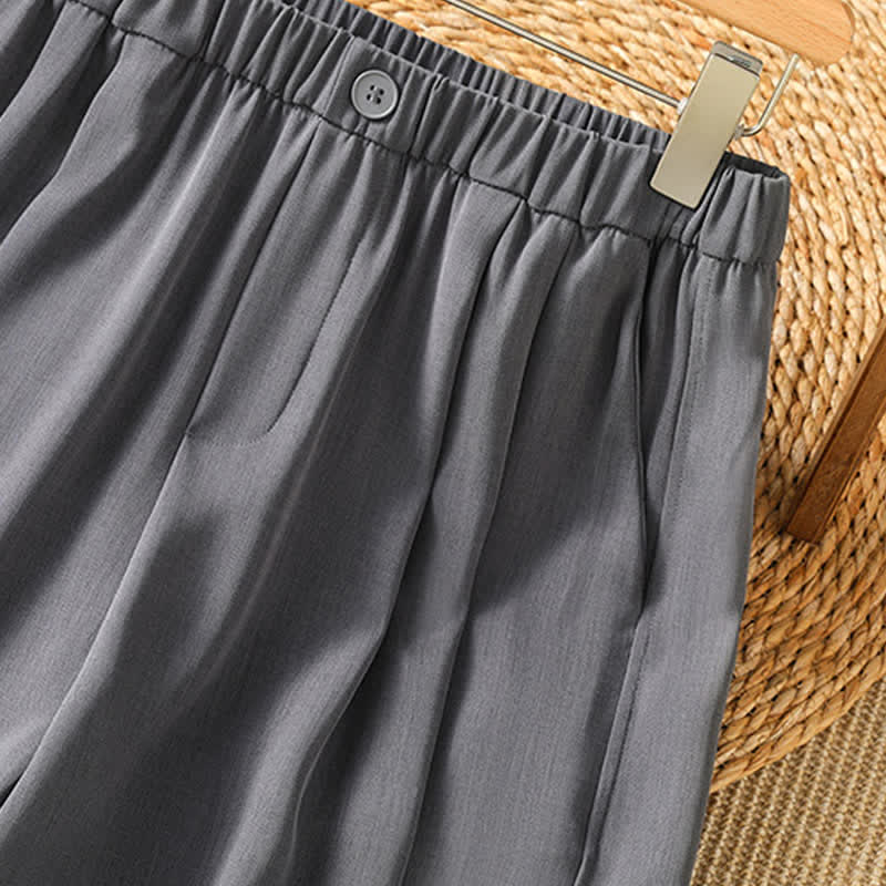 Buddha Stones Pantaloni corti estivi casual minimalisti a tinta unita da donna, modello harem con tasca - image 4