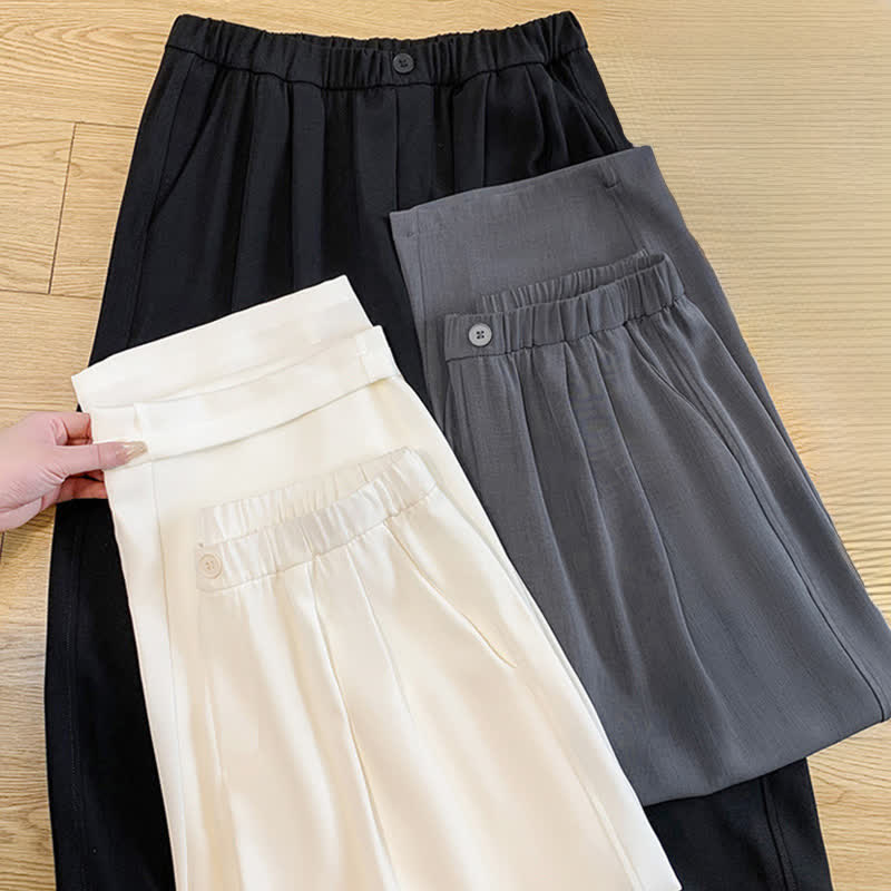 Buddha Stones Pantaloni corti estivi casual minimalisti a tinta unita da donna, modello harem con tasca - image 23