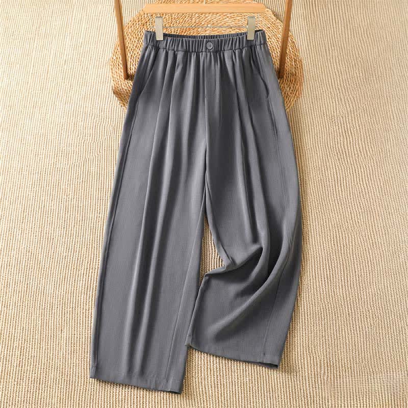 Buddha Stones Pantaloni corti estivi casual minimalisti a tinta unita da donna, modello harem con tasca - Grigio ardesia - US8-10, UK/AU12-14, EU40-42 (2XL) - image 0