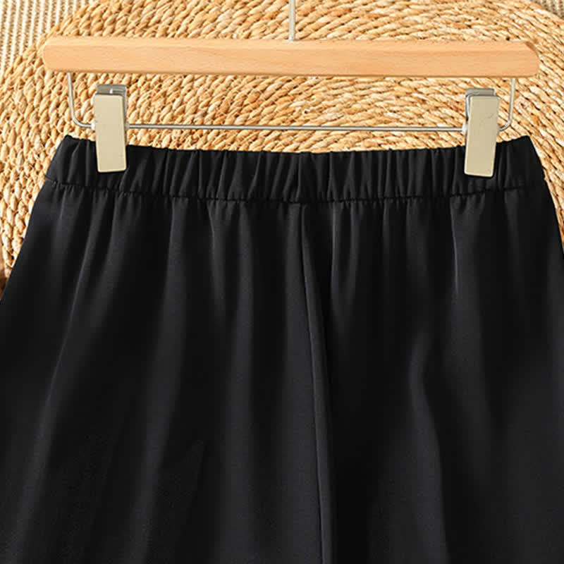 Buddha Stones Pantaloni corti estivi casual minimalisti a tinta unita da donna, modello harem con tasca - image 10