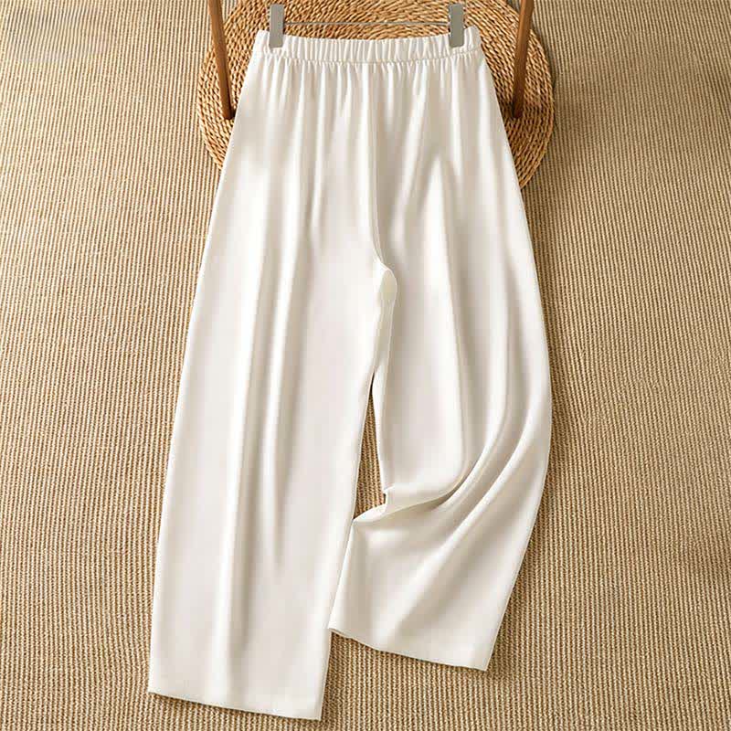 Buddha Stones Pantaloni corti estivi casual minimalisti a tinta unita da donna, modello harem con tasca - image 14
