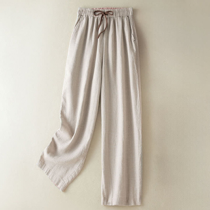 Buddha Stones Pantaloni estivi casual minimalisti con coulisse, tinta unita, alla caviglia, pantaloni harem da donna con tasca - Beige - US8-10, UK/AU12-14, EU40-42 (2XL) - image 0