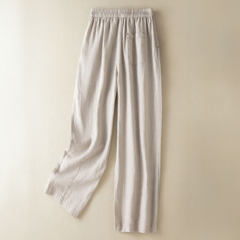 Buddha Stones Pantaloni estivi casual minimalisti con coulisse, tinta unita, alla caviglia, pantaloni harem da donna con tasca - image 1