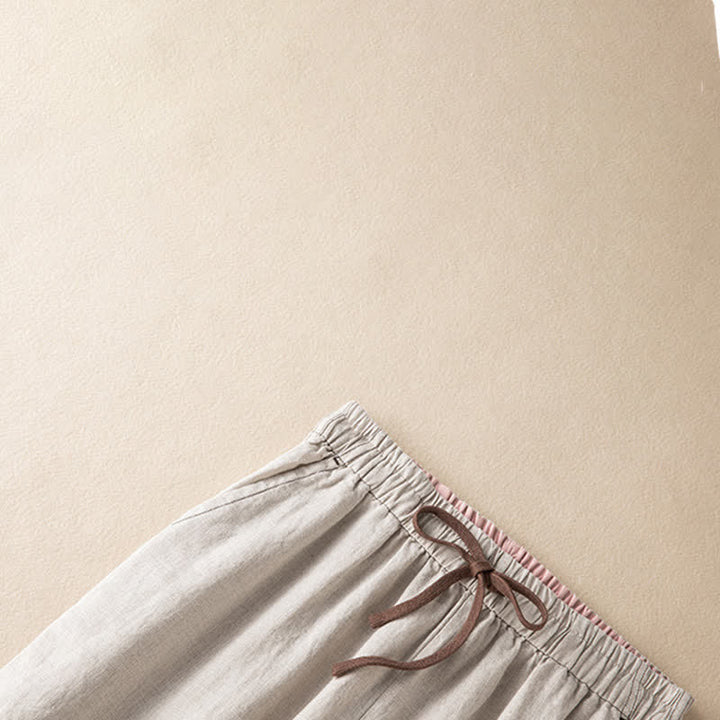 Buddha Stones Pantaloni estivi casual minimalisti con coulisse, tinta unita, alla caviglia, pantaloni harem da donna con tasca - image 4