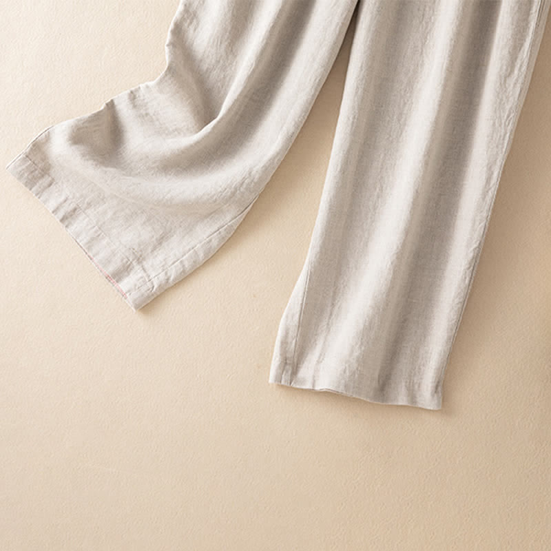 Buddha Stones Pantaloni estivi casual minimalisti con coulisse, tinta unita, alla caviglia, pantaloni harem da donna con tasca - image 11