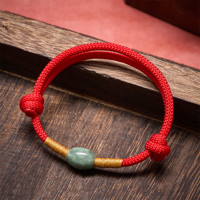 Buddha Stones Bracciale protettivo con perline di giada e cordino rosso - Filo rosso - image 0