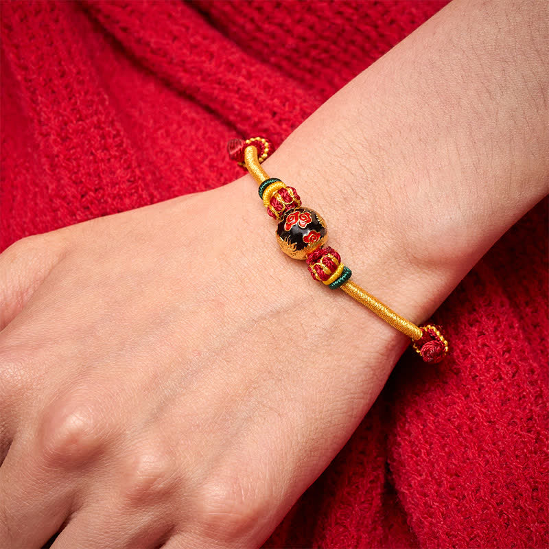 Buddha Stones Bracciale intrecciato resistente con perline di drago in rame e filo rosso - image 3