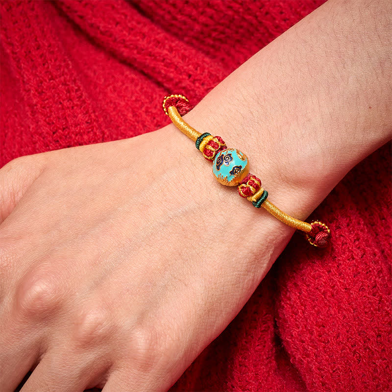 Buddha Stones Bracciale intrecciato resistente con perline di drago in rame e filo rosso - image 13
