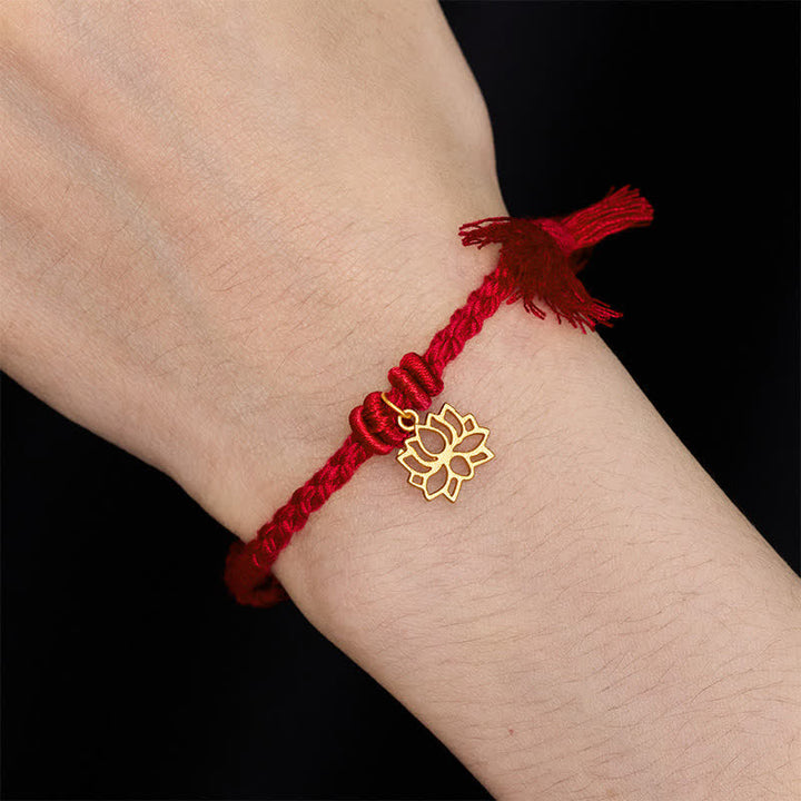 Buddha Stones Braccialetto "Nuovo inizio" con filo rosso e loto di rame - image 12