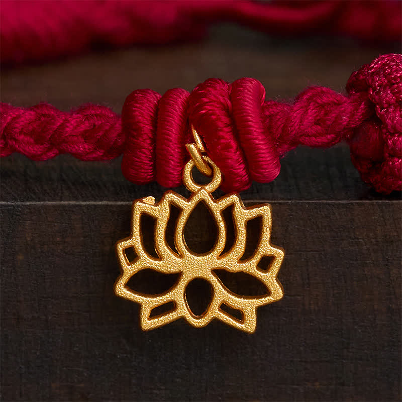 Buddha Stones Braccialetto "Nuovo inizio" con filo rosso e loto di rame - image 3