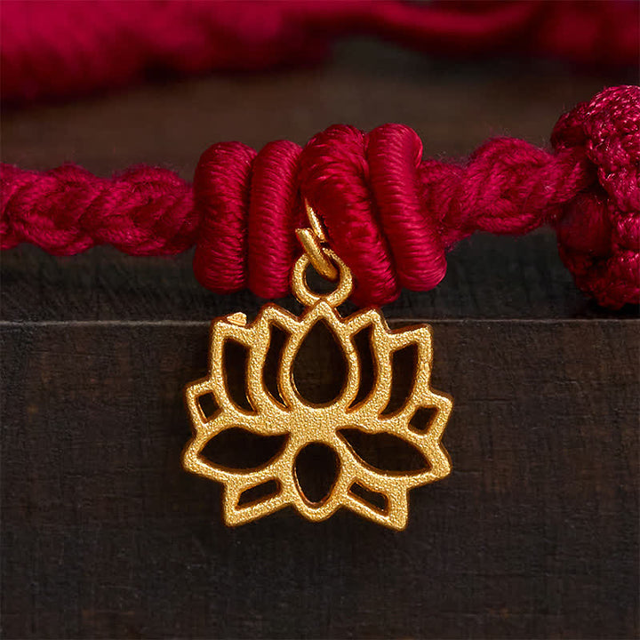 Buddha Stones Braccialetto "Nuovo inizio" con filo rosso e loto di rame - image 3