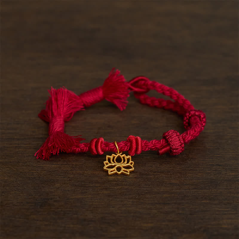 Buddha Stones Braccialetto "Nuovo inizio" con filo rosso e loto di rame - image 1