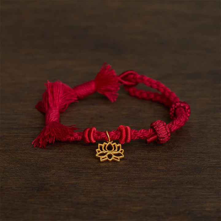 Buddha Stones Braccialetto "Nuovo inizio" con filo rosso e loto di rame - image 1